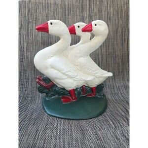 Cute Cast Iron 3 Geese Door Stop Farm Decor Country Kitchen Farmhouse Heavy